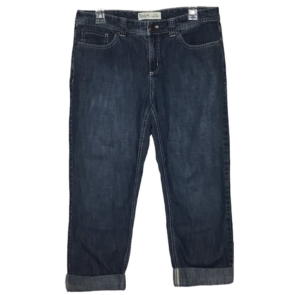 G.H. BASS 100% Cotton Gorpcore Rolled Cuff Boyfriend Cropped Ankle Jeans Size 8